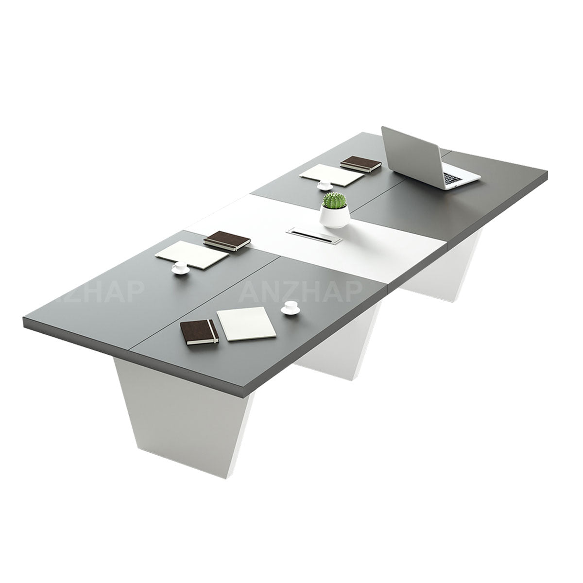Modern Two-Tone Rectangular Conference Table with Architectural Legs（Stock Items）