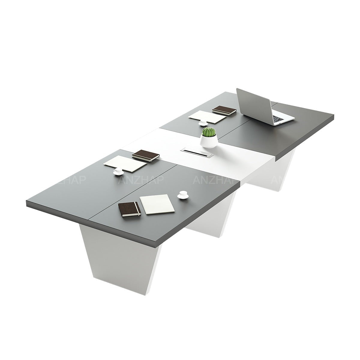 Modern Two-Tone Rectangular Conference Table with Architectural Legs（Stock Items）