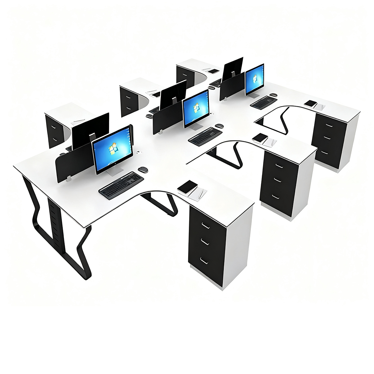 Modular Office Desk Eco-Friendly Board Steel Frame Cable Management