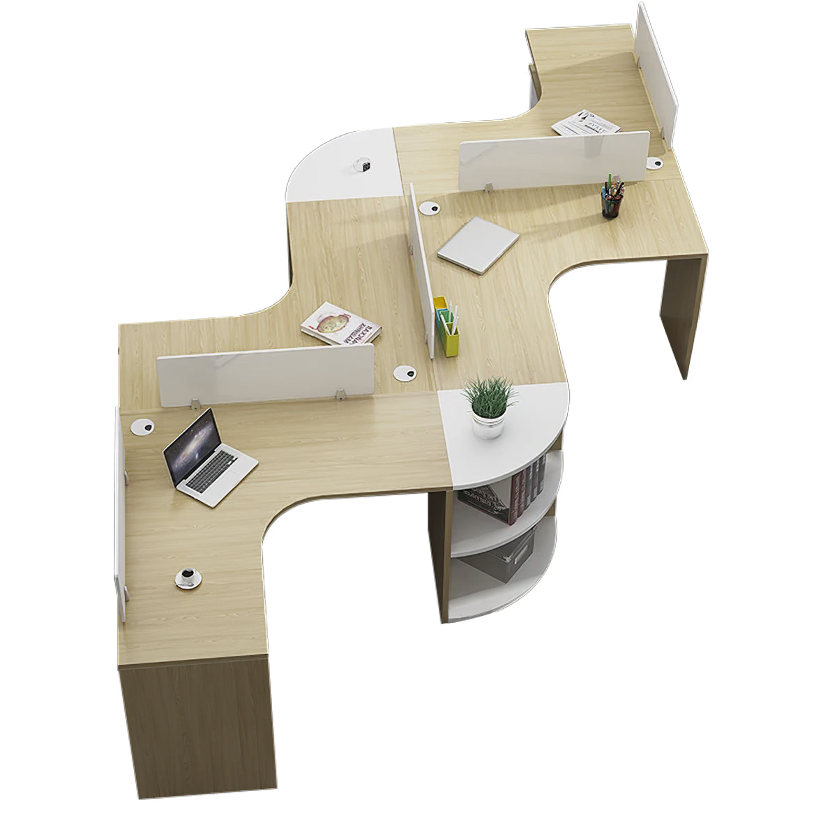 Modern Corner Shaped Employee Office Desk with Partition Panel