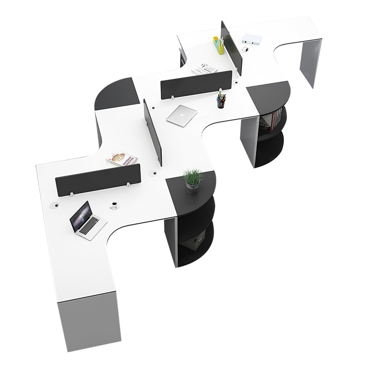 Modern Corner Shaped Employee Office Desk with Partition Panel
