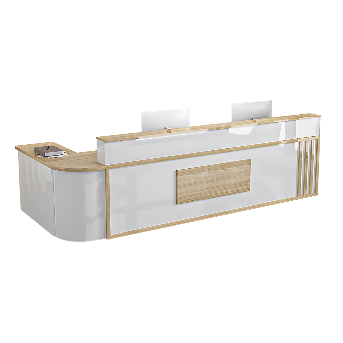 Modern Elegant Glossy Reception Desk with Corner Design