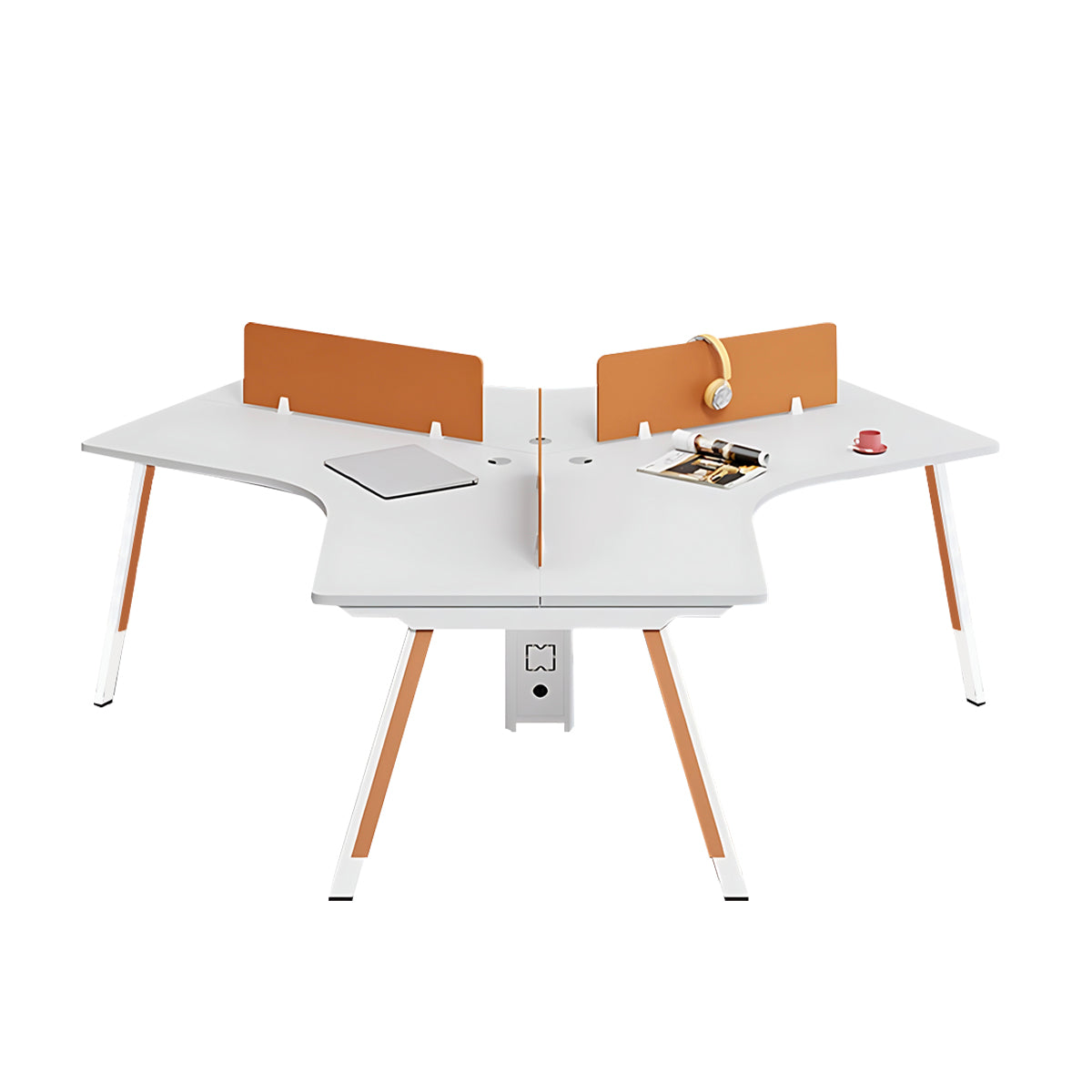 Modular Modern Office Desk with Two-Tone Lacquered Metal Legs