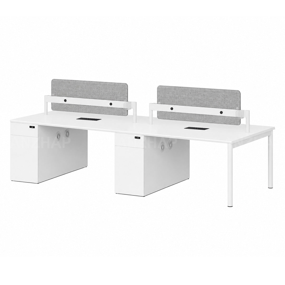 Collaborative Office Desk With Privacy Panels, Power Outlet & Side Storage