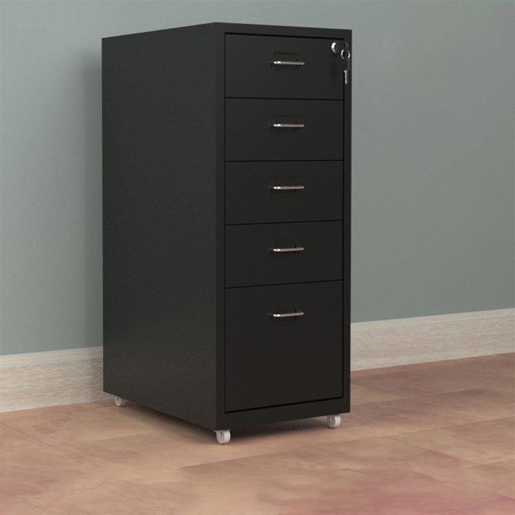 metal office dresser Metal Office Cabinet with Lockable Drawers for Files and Storage L11.02" x W16.14" x H42.91" Eight-Drawer / Black