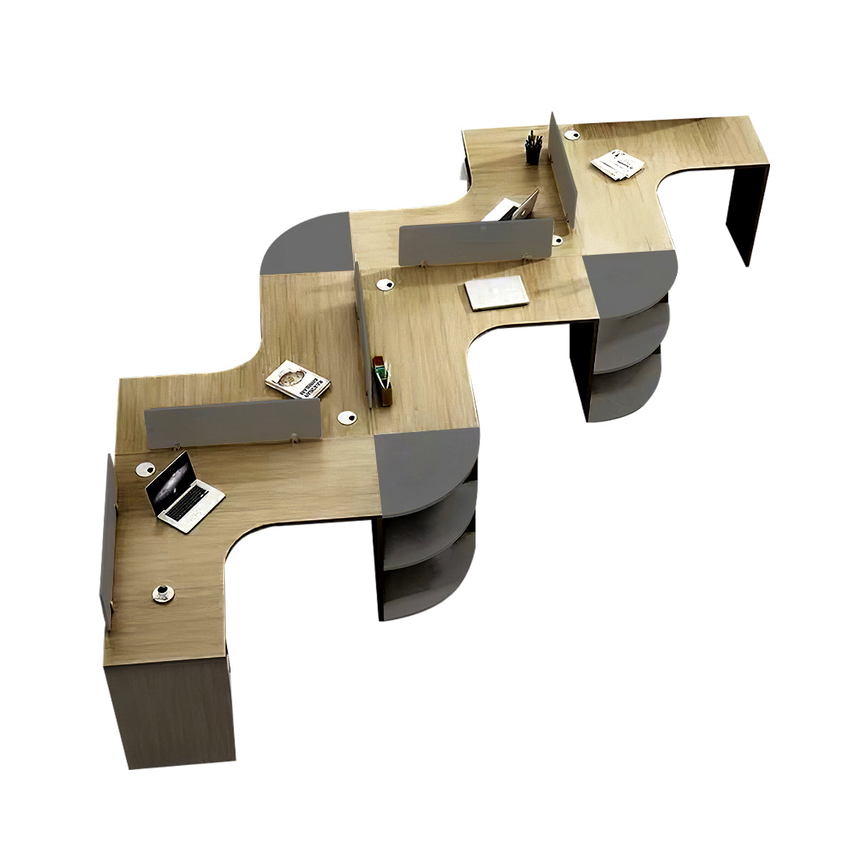 Modern Corner Shaped Employee Office Desk with Partition Panel