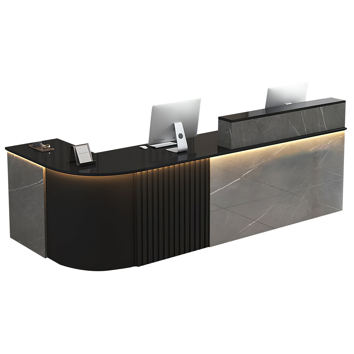 L-Shaped White Office Reception Desk and Store Counter