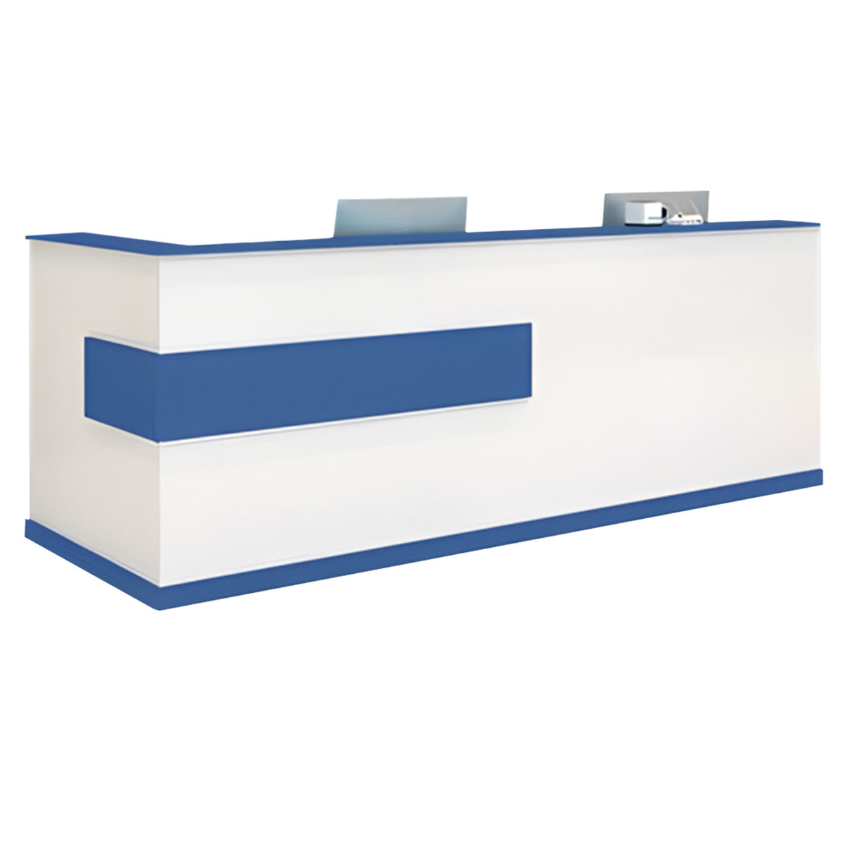 Modern Minimalist Reception Desk Cashier's Desk, Wood, White with Maple Color