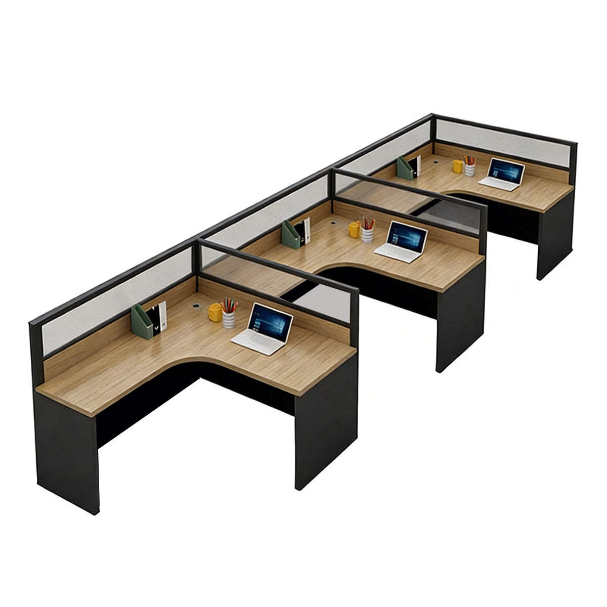 Modern Minimalist Office Desk – Two-Tone Office Workstation with Cable Management