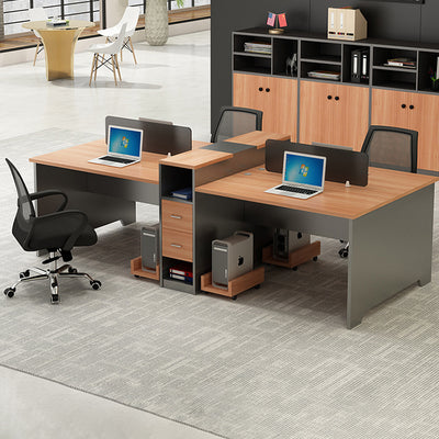 Simple Modern Office Table and Chair Set,4 Person and 6 Person with Tall Cabinets