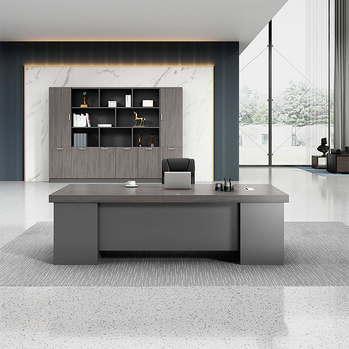 Classic Minimalist Executive Desk with Ample Storage, and Spacious Workspace