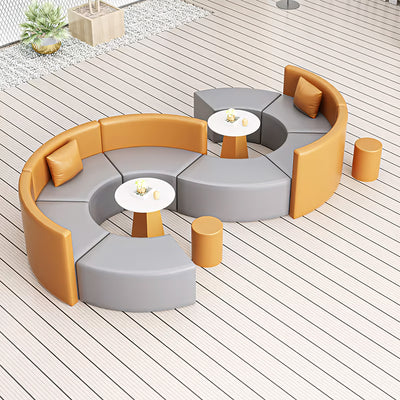 Minimalist S Curved Leather Lounge Sofa Coffee Table Set