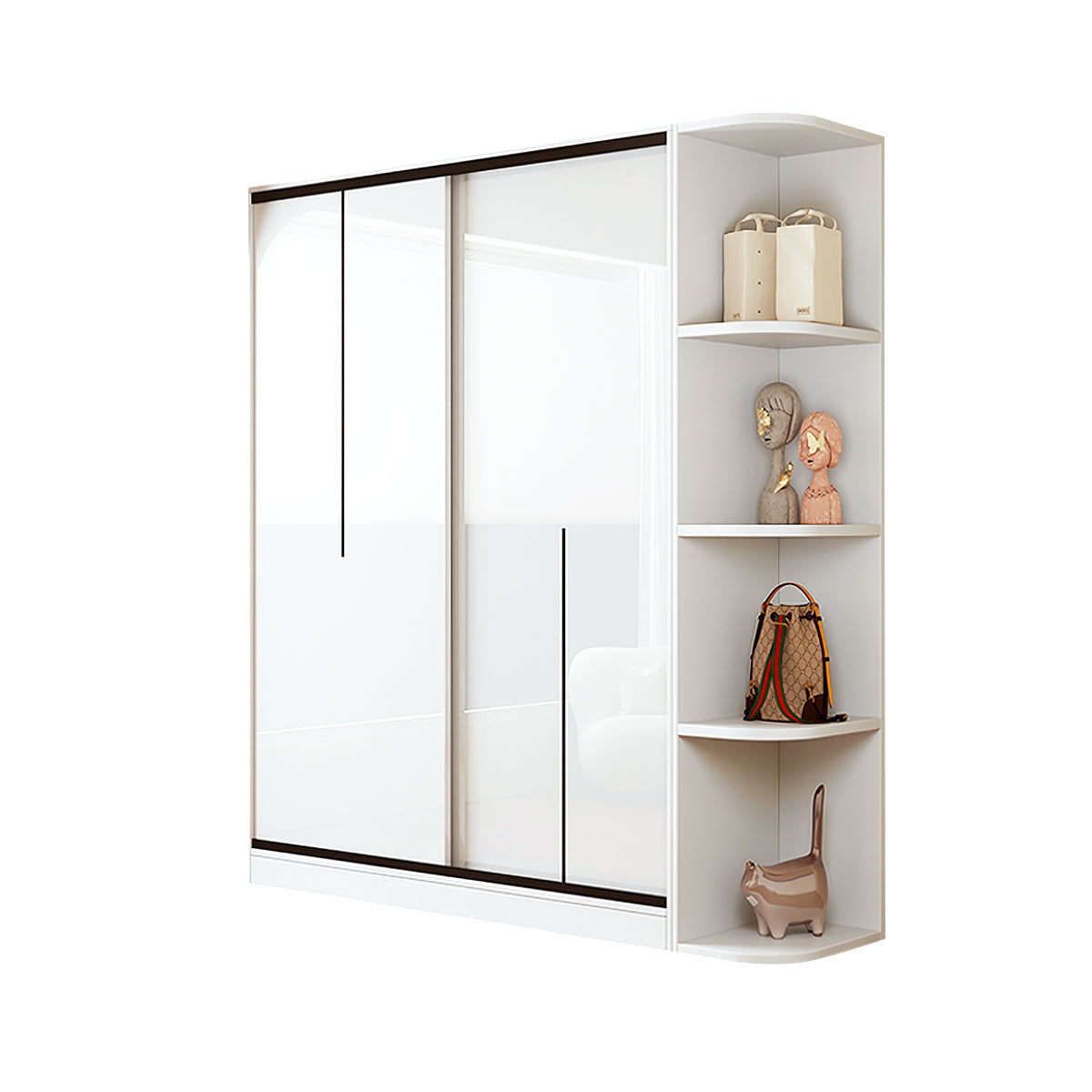 Modern Bedroom Sliding Door Wardrobe with Divided Storage