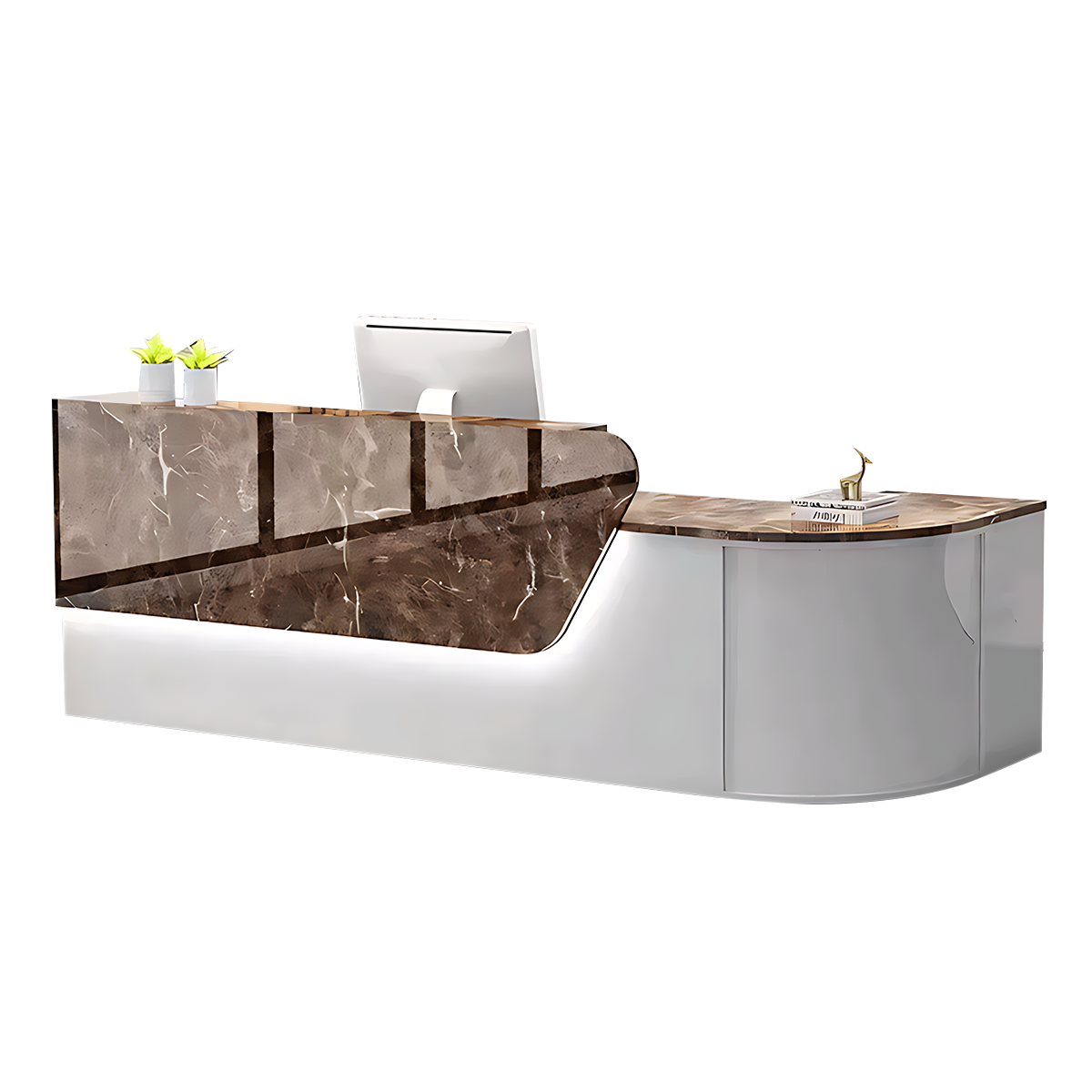 L-shaped Wooden Reception Desk with Lacquer Finish
