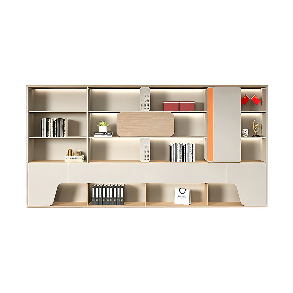 Sleek Storage Cabinet with LED Lighting for Organized Offices