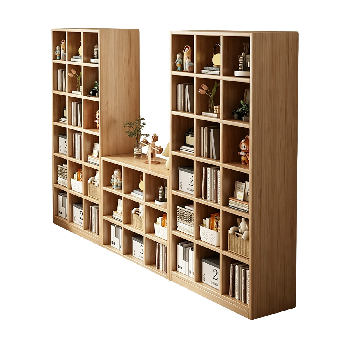 Storage Cabinet, product detail view, Versatile Solid Wood Storage Cabinet With Deep Open Storage & Modular Design finish, for office storage space,...