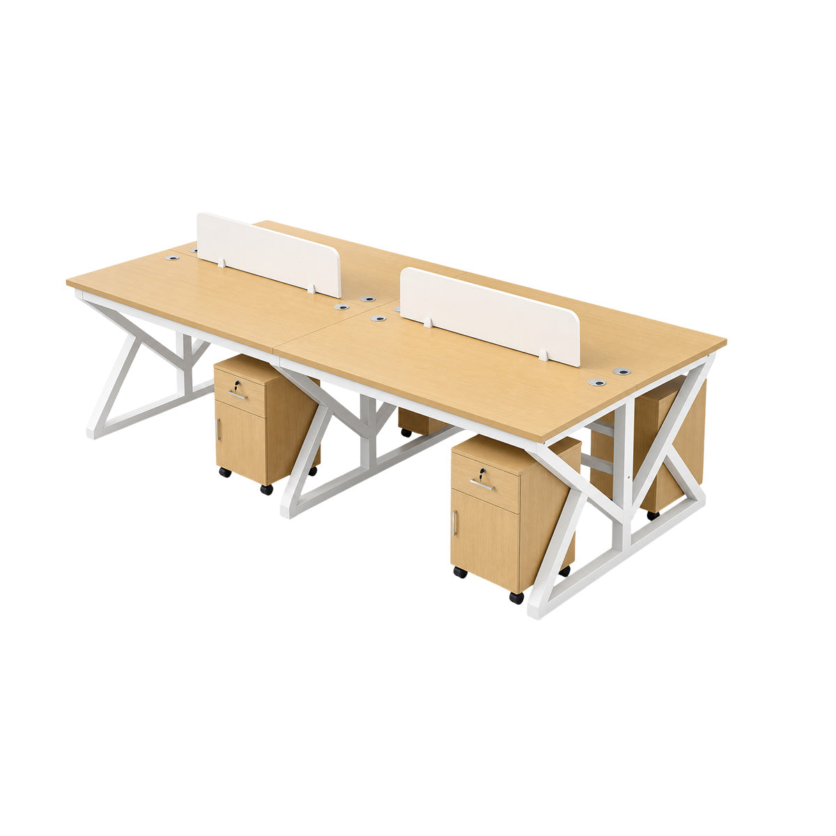 Modular Office Workstation Desk with Privacy Panels, Cable Grommets and Storage