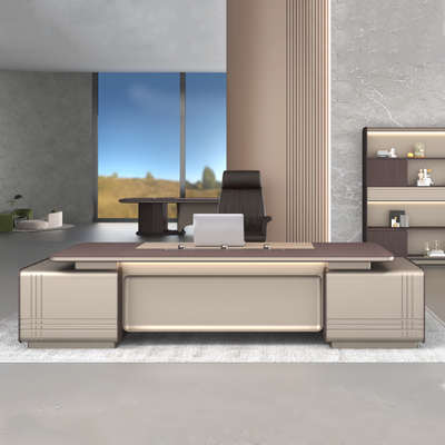 Premium L-shaped Executive Desk with Adjustable Height Desktop