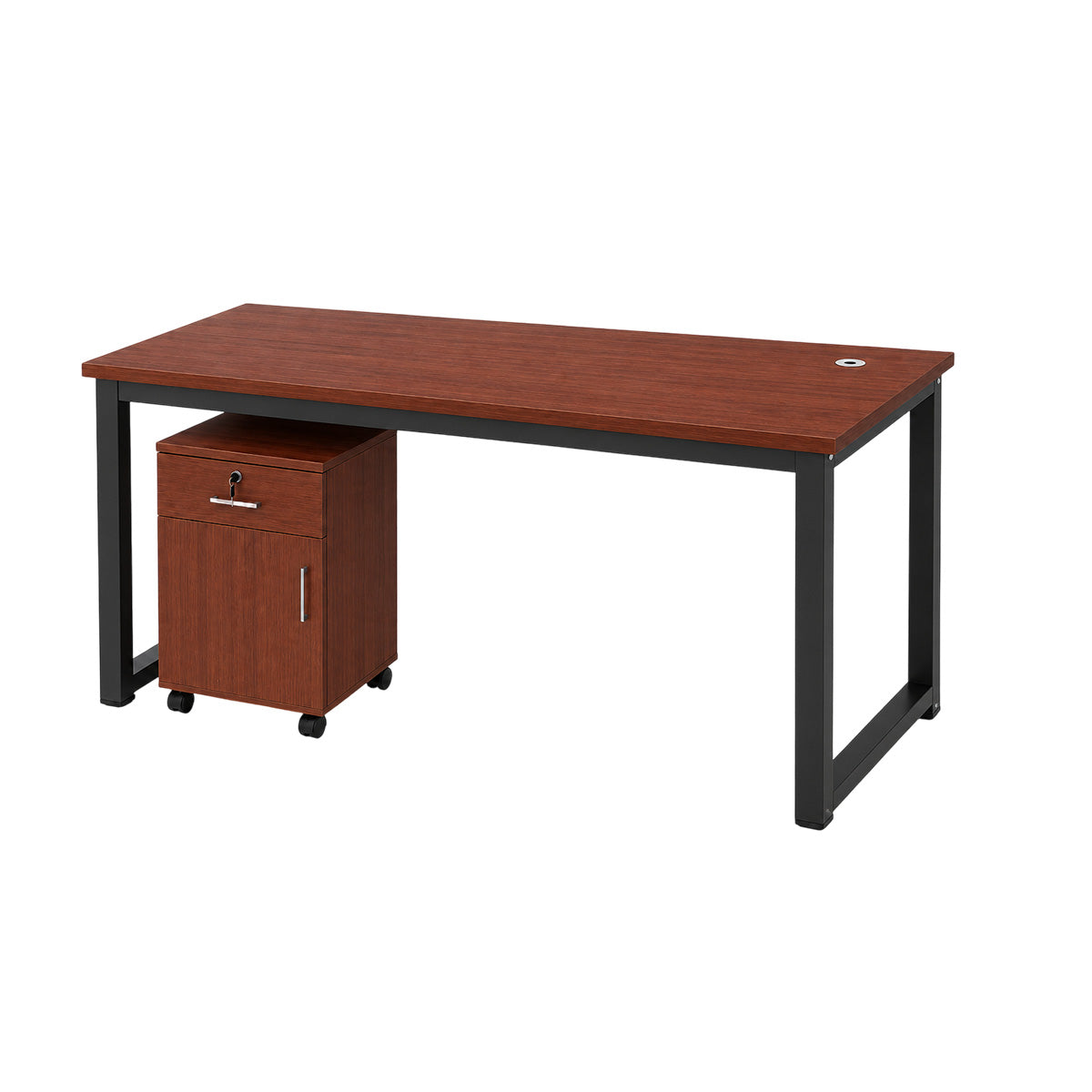 Modular Office Workstation Desk with Privacy Panels, Cable Grommets and Storage