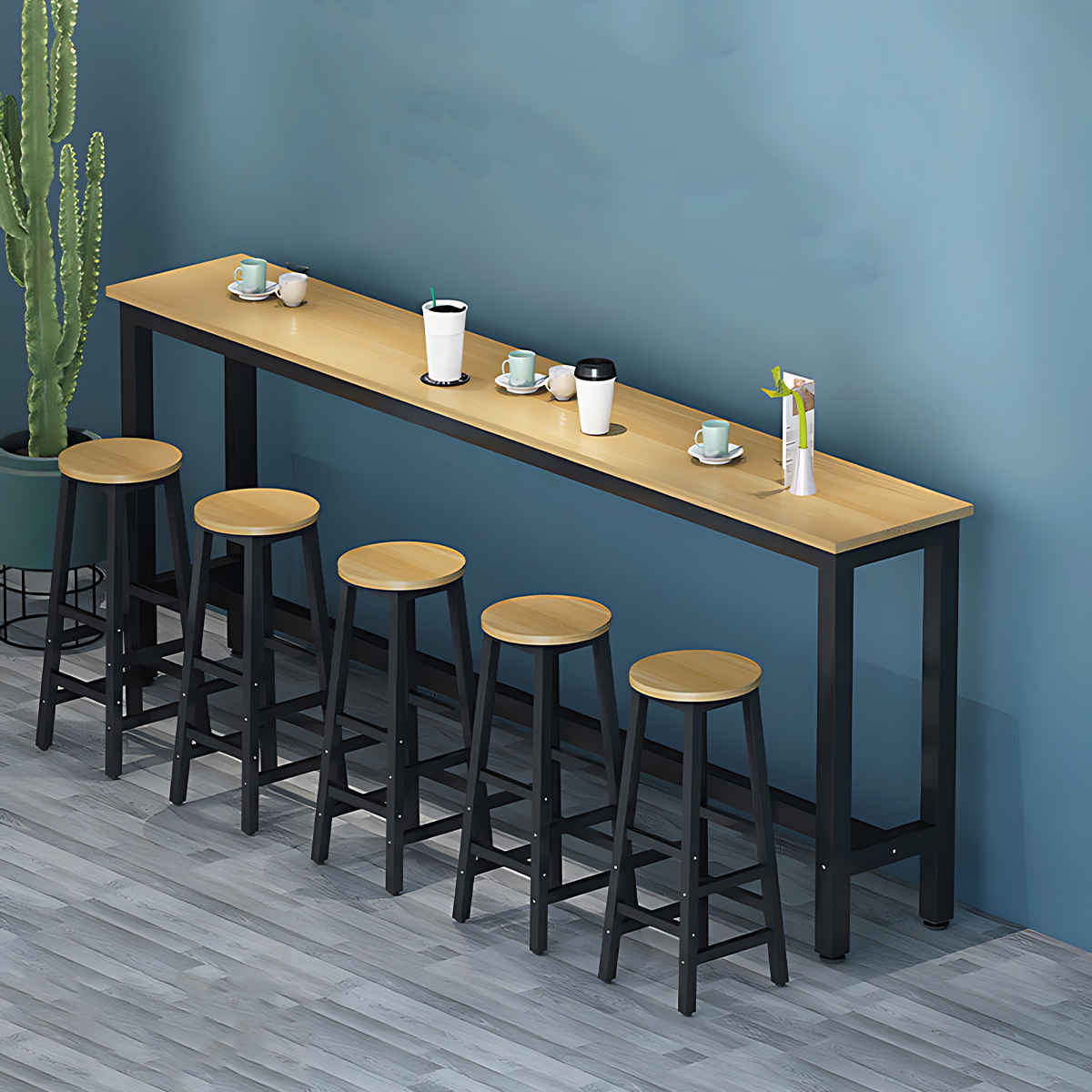 Solid Wood Bar Table Narrow Long Bar Top Table