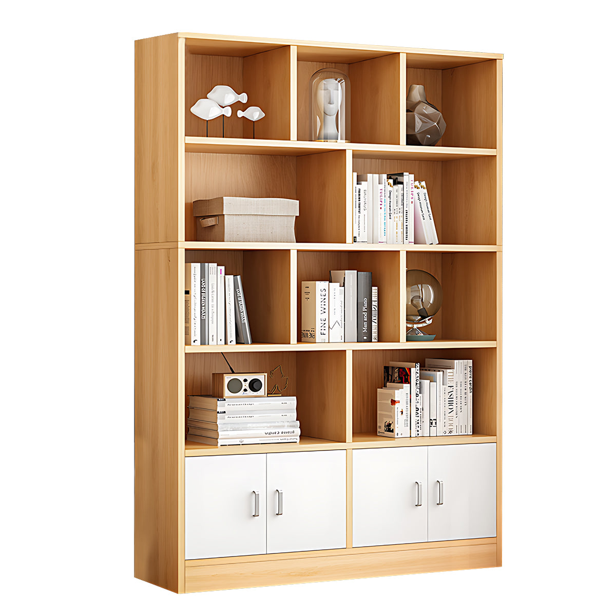 Minimalist Wooden Floor-Standing Bookshelf with Open Storage