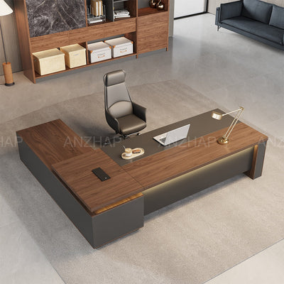 Timeless L-shaped Executive Desk with Spacious Legroom（Stock Items）