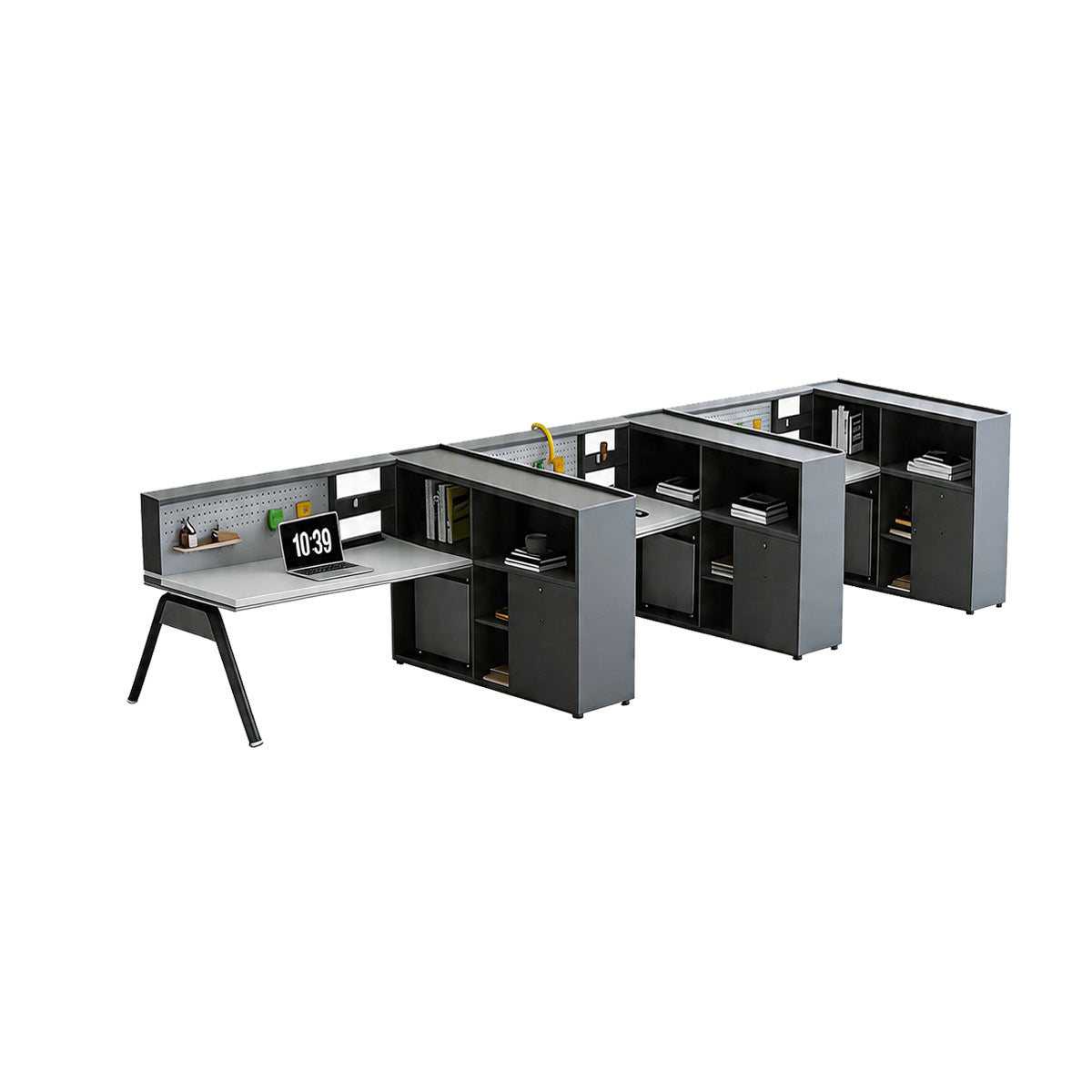 Office Desk, Side-by-Side 3-Person, L177" x W47" x H43", for executive office workspace, modern executive office furniture