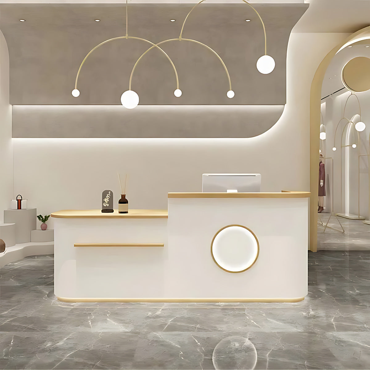 Curved Shop Checkout Reception Desk