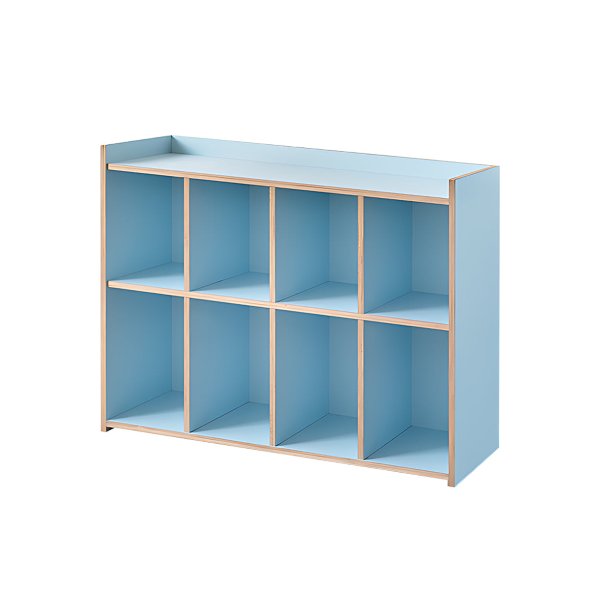Minimalist Light Blue Birch Plywood Bookshelf with Modular Storage