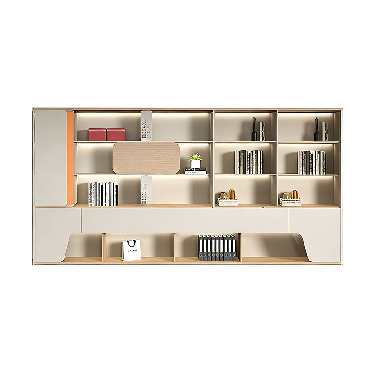 Sleek Storage Cabinet with LED Lighting for Organized Offices