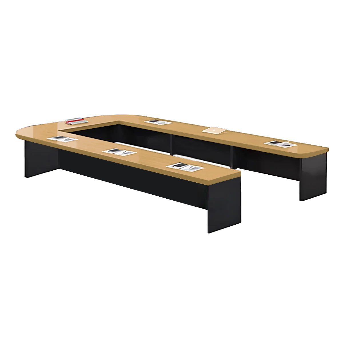 U-Shaped Conference Table 94–299 in Wide (8–25 ft) for 6–24 People with Built-In Power Outlets