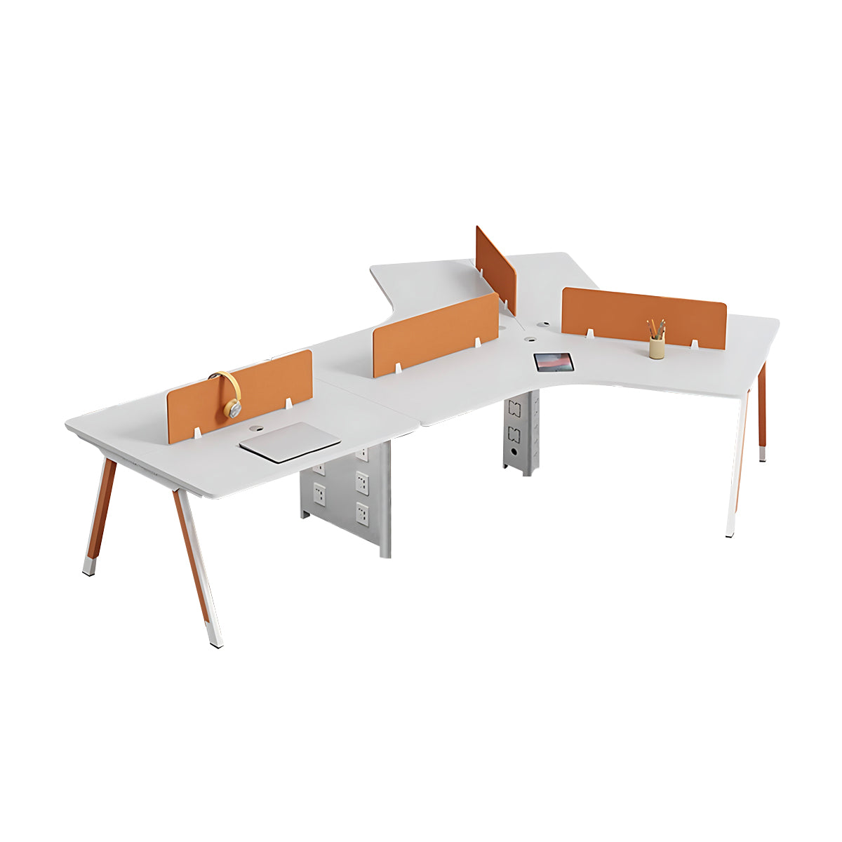 Modular Modern Office Desk with Two-Tone Lacquered Metal Legs