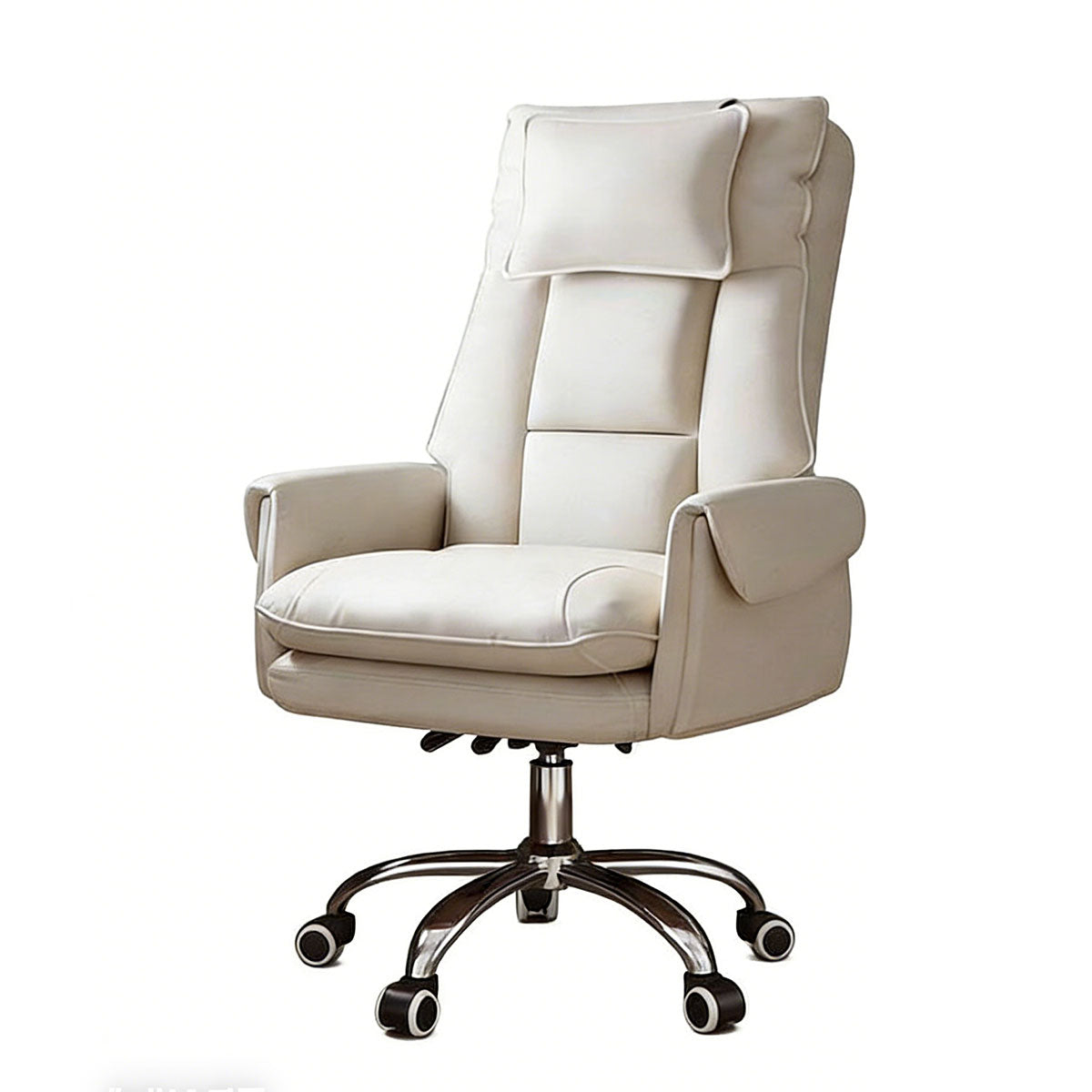 Reclining Executive Chair With Pillow, Beige Without Footrest Steel, Beige finish, for office workstation, ergonomic office furniture