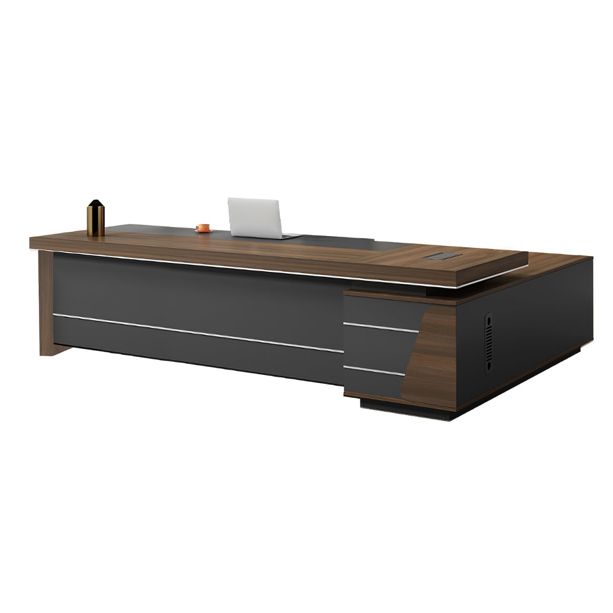 Modern L-shaped Executive Desks with Side Storage Cabinet
