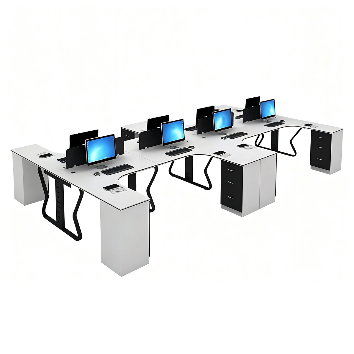 Modular Office Desk Eco-Friendly Board Steel Frame Cable Management