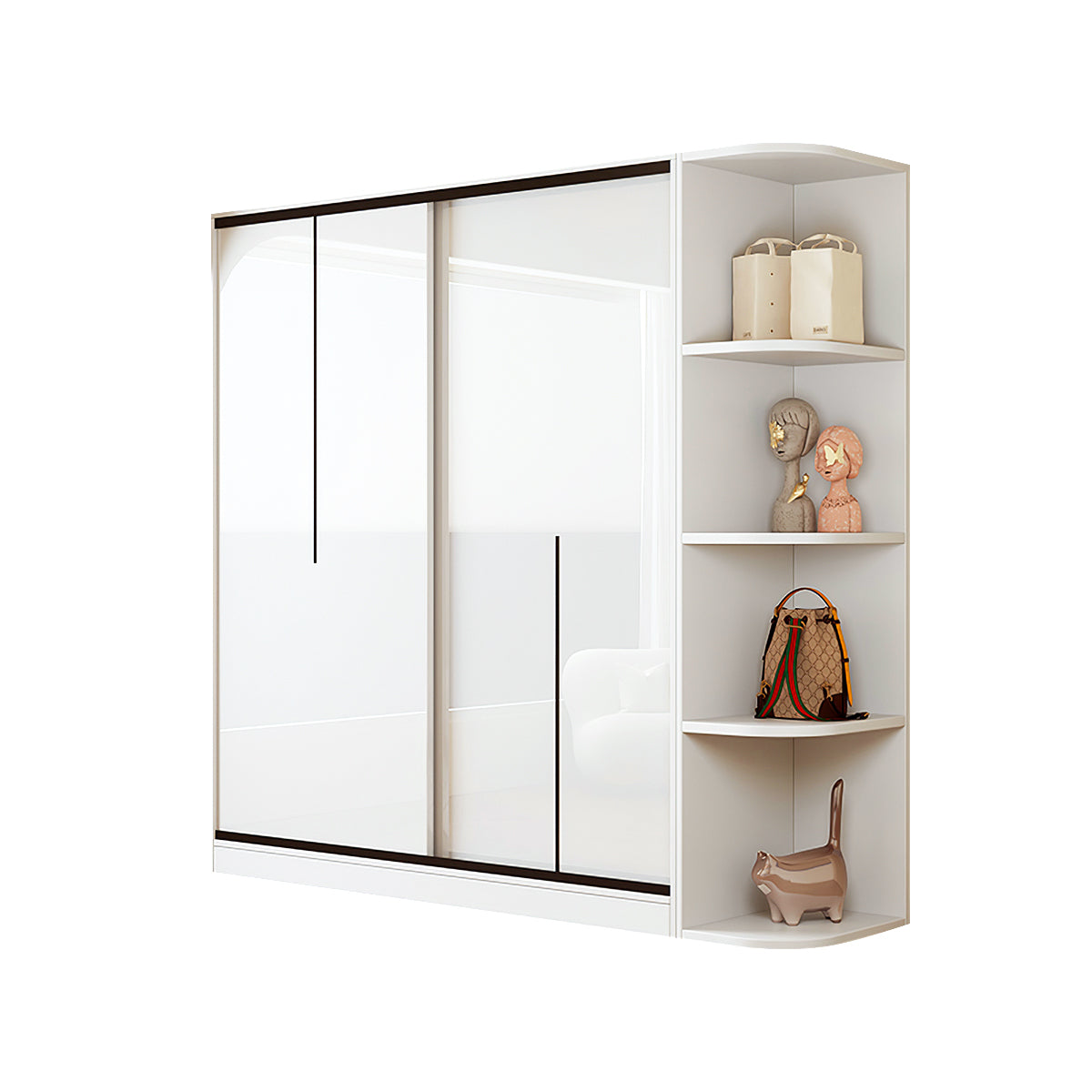 Modern Bedroom Sliding Door Wardrobe with Divided Storage