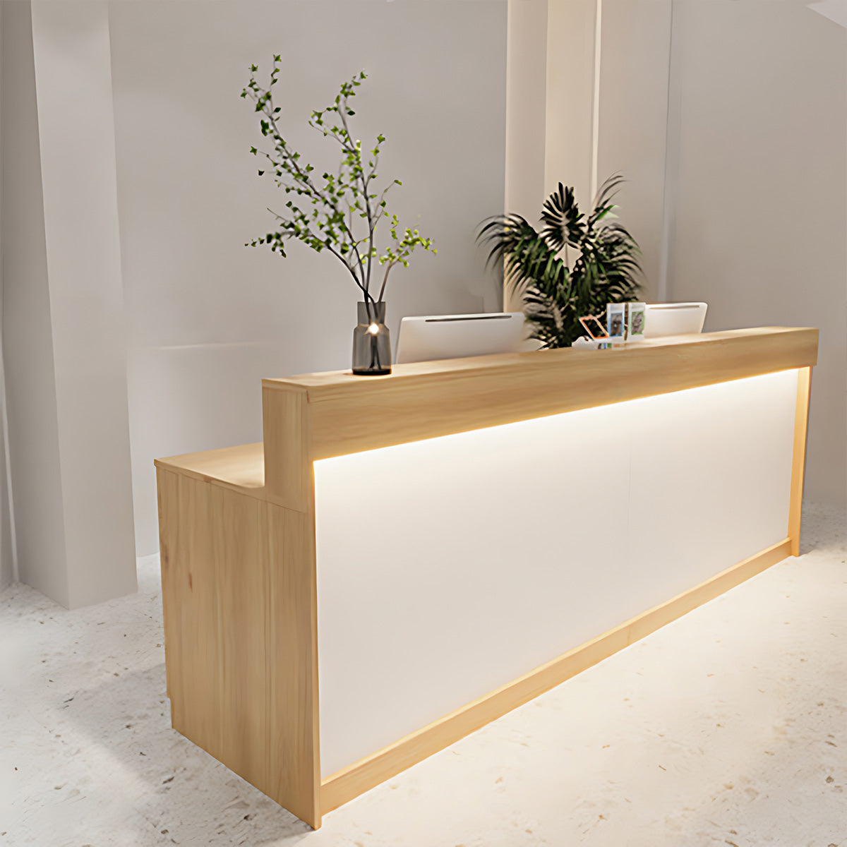 Reception Desk with Light Counter Table with Keyboard Tray and Draw（East Coast）