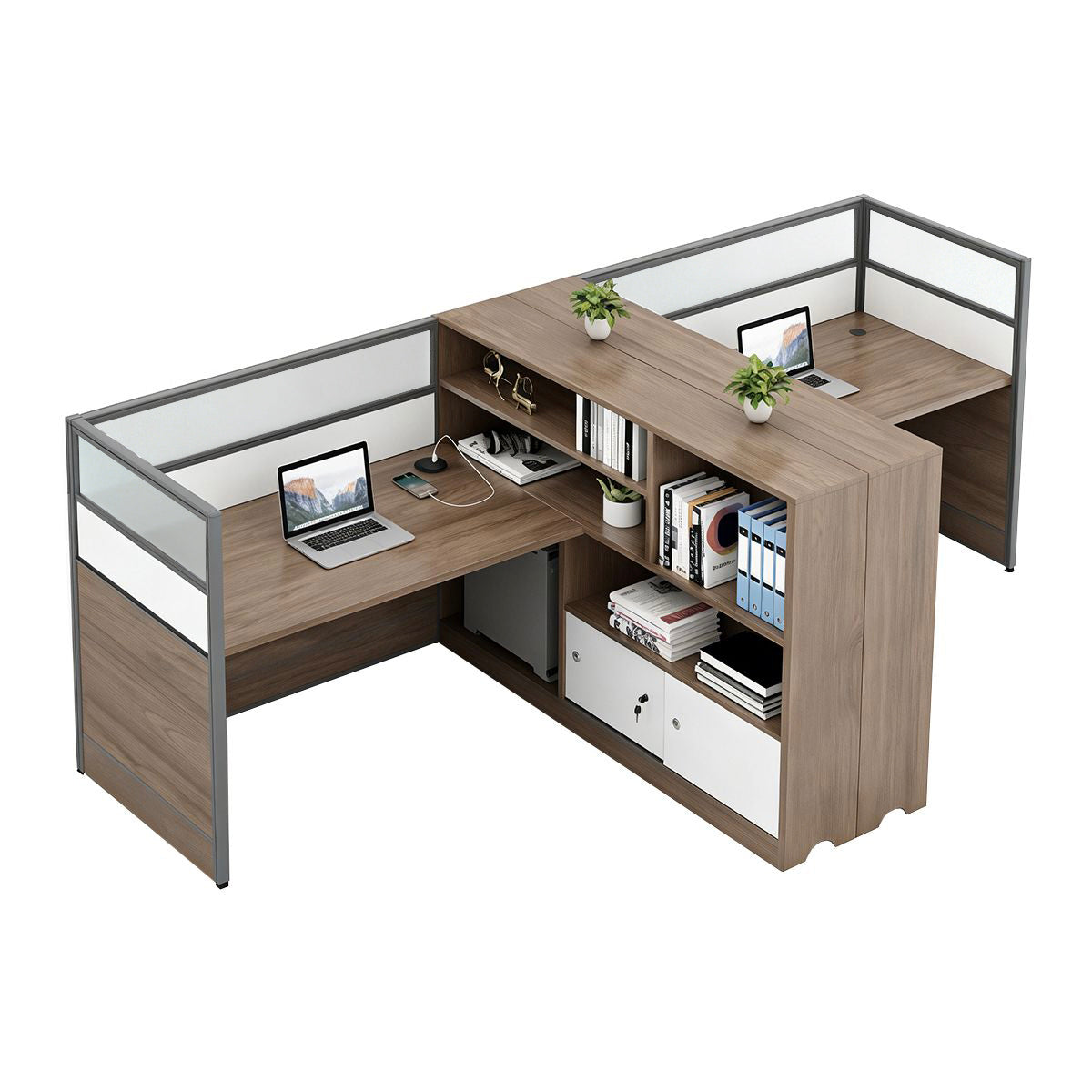 Modern Simple Partitioned Multiperson Staff Desk