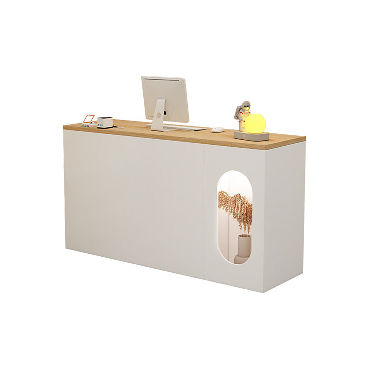 Modern Reception Desk 39–63 in Wide with Lockable Drawers & Transaction Counter