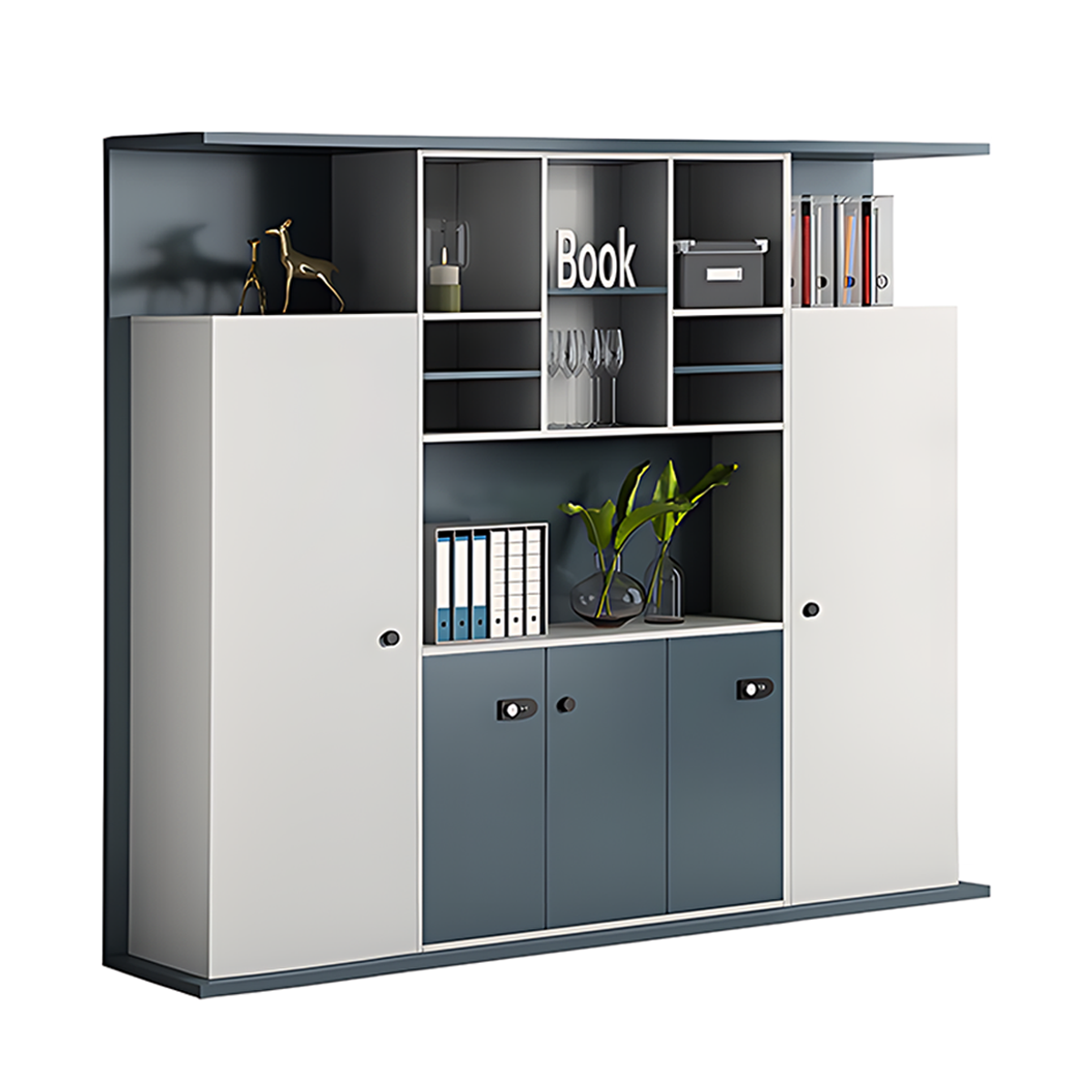 Modern Minimalist Wooden Freestanding Filing Cabinet with Door Storage