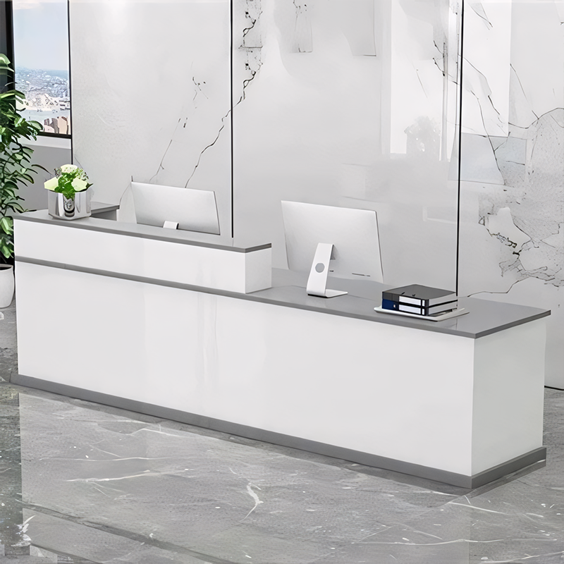 Minimalist Modern Functional Reception Desk with Thick Tabletop（Stock Items）