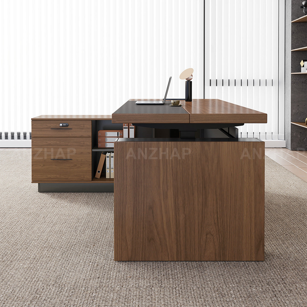 Height-Adjustable Executive Desk with Dual Motors, Power Hub, and Locking Storage（Stock Items）