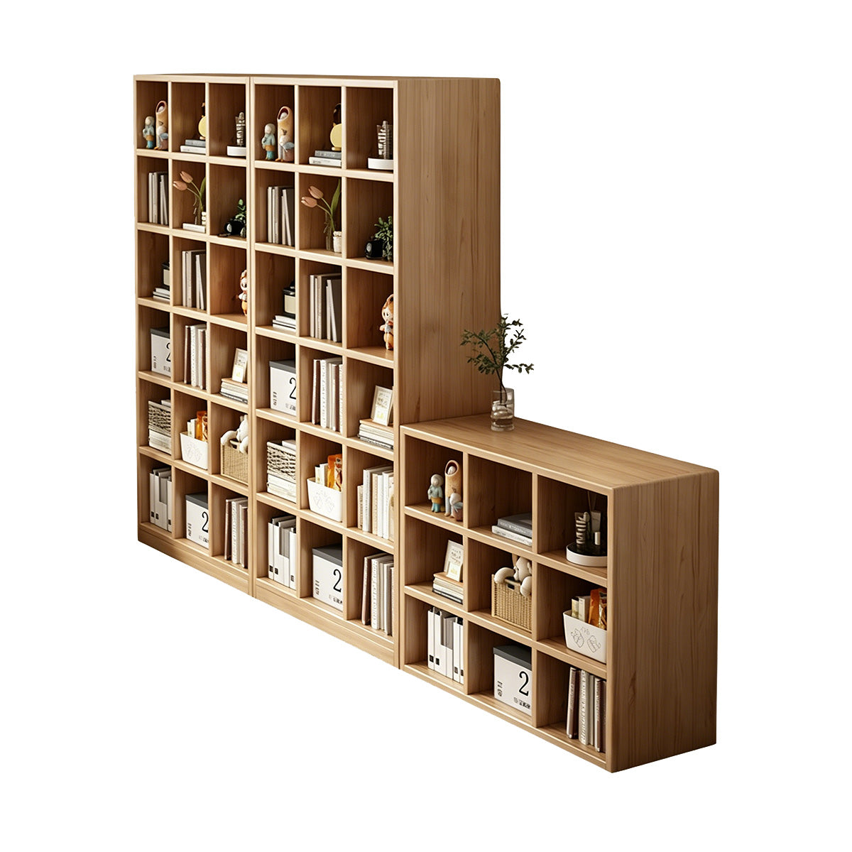 Storage Cabinet, product detail view, Versatile Solid Wood Storage Cabinet With Deep Open Storage & Modular Design finish, for office storage space,...