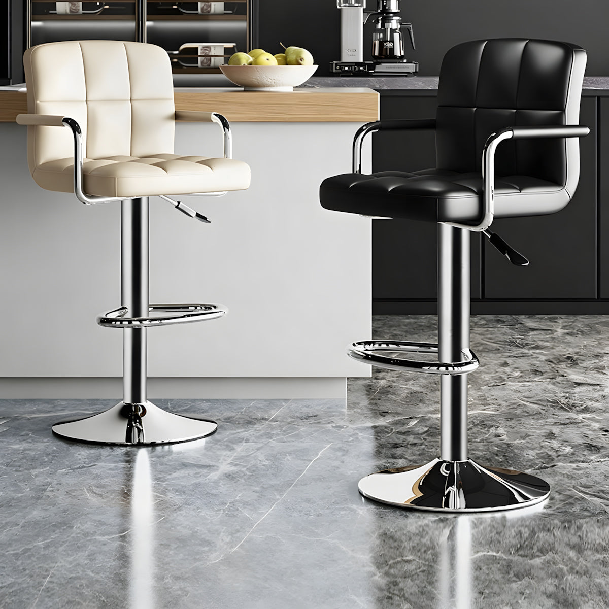 Adjustable Bar Stool with Backrest & Swivel for Commercial and Home
