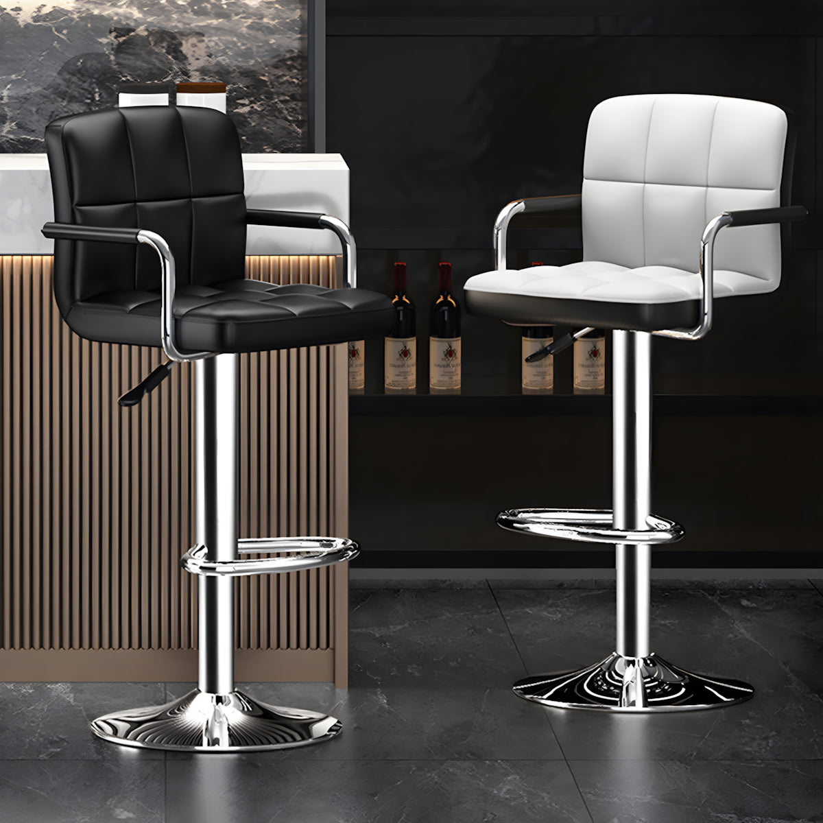 Adjustable Bar Stool with Backrest & Swivel for Commercial and Home