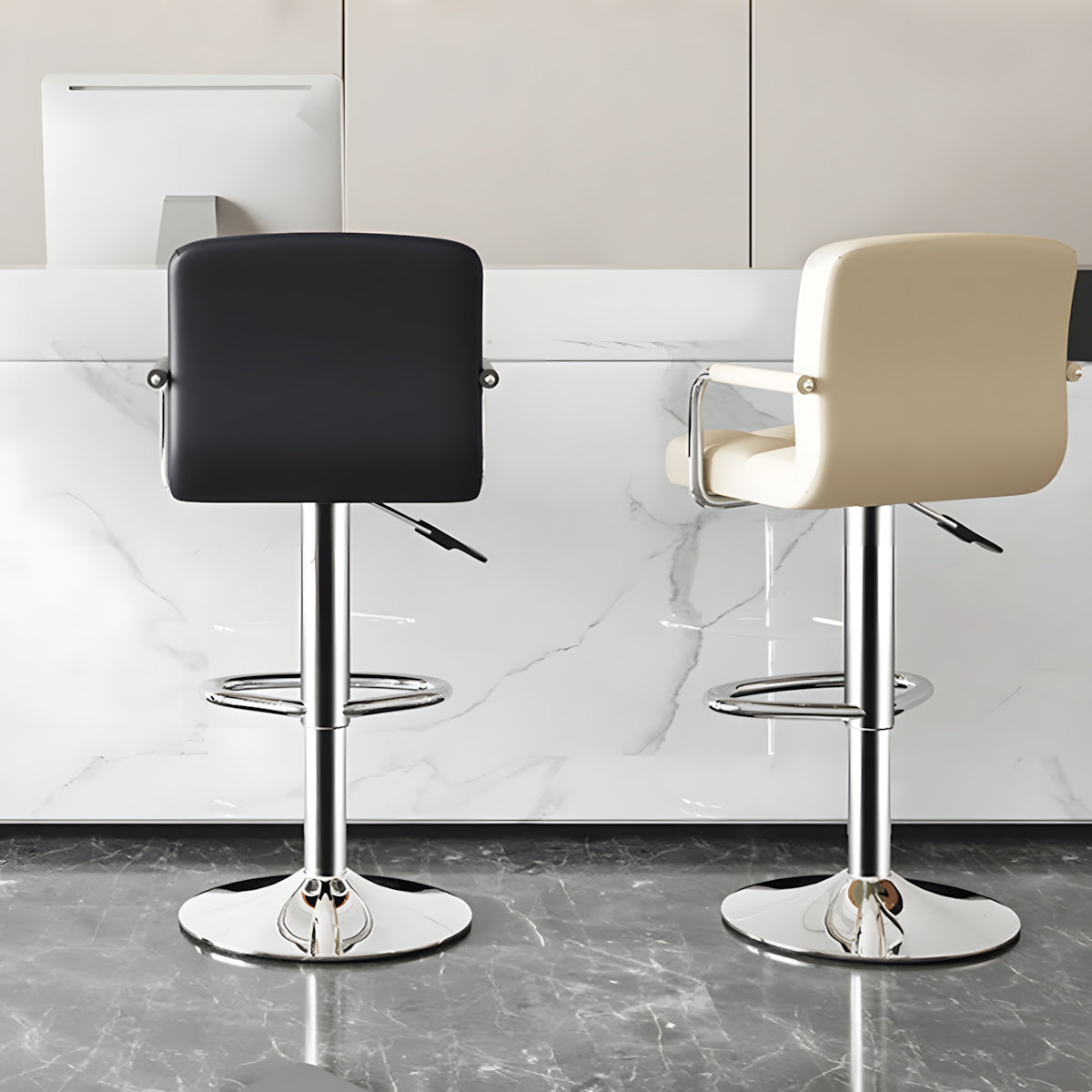 Adjustable Bar Stool with Backrest & Swivel for Commercial and Home