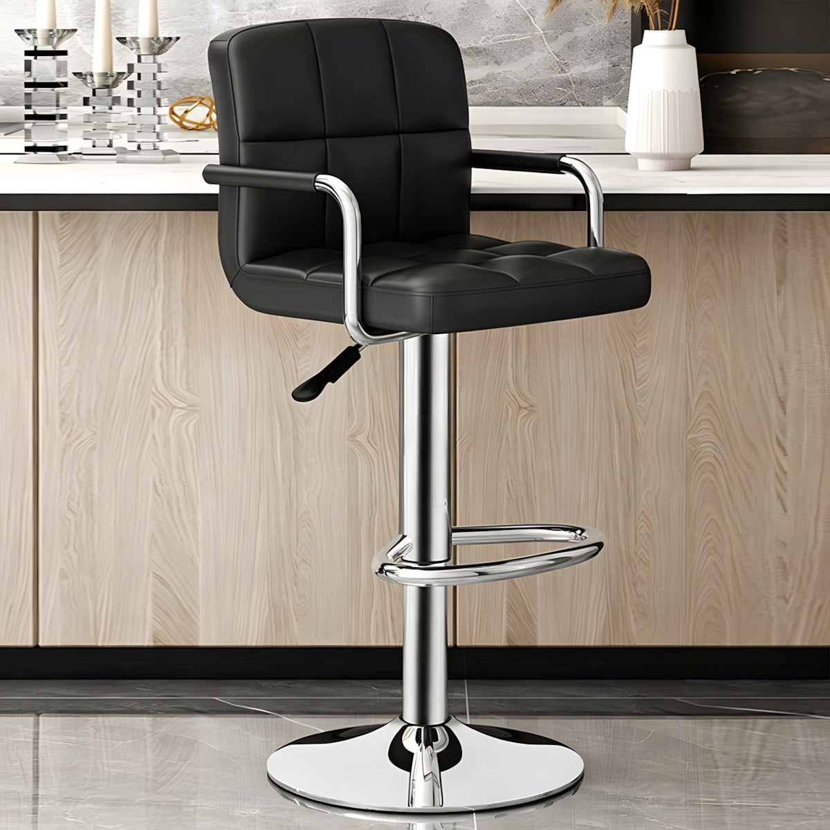 Adjustable Bar Stool with Backrest & Swivel for Commercial and Home