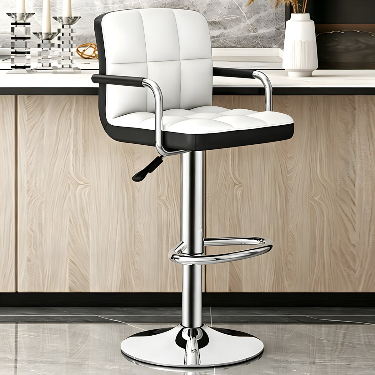 Adjustable Bar Stool with Backrest & Swivel for Commercial and Home