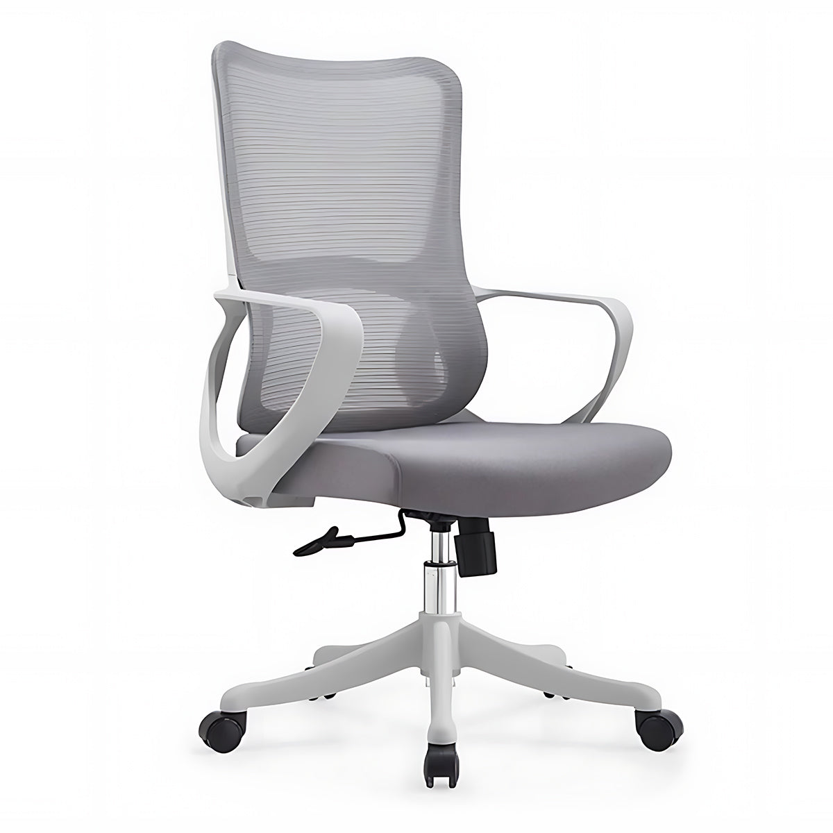 Stylish Modern Employee Desk with Unique Curved Screen Desktop Design
