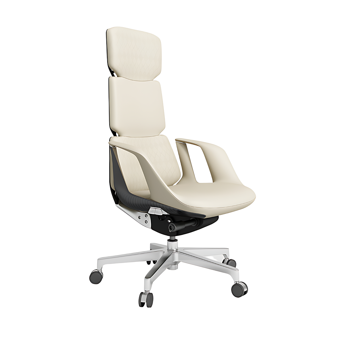 Modern Office Desk with Stainless Steel Legs and Cable Management